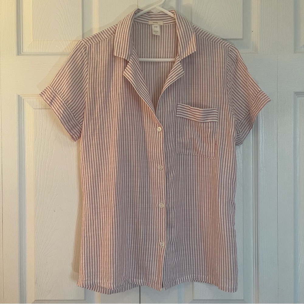 Eberjey bottom down shirt pink striped size S/P